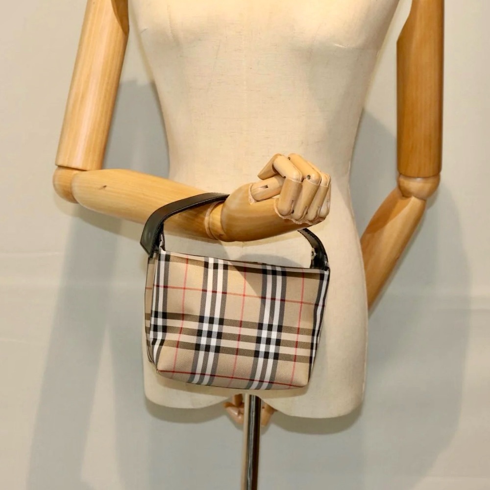 BURBERRY Nova Check Nylon and Leather Pouch Beige and Black - EUC - Picture 7 of 8